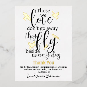 Vogeldank je begrafenis, naast ons. folie uitnodiging briefkaart