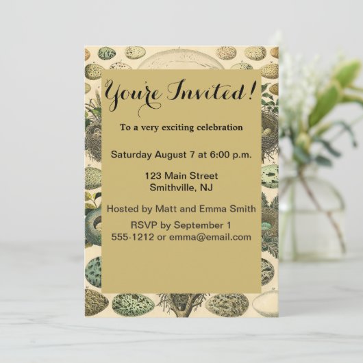 vogeleieren met nestkunst kaart (Staand voorkant)