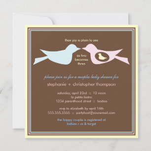 Vogelfamilie koppelt Baby shower met geel Kaart