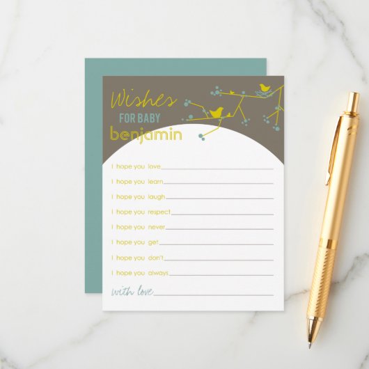 Vogelfamilie wenst Baby game Kaart (Voorkant / Achterkant in situ)