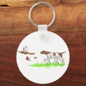 Vogelhond en fazanten sleutelhanger (Voorkant)