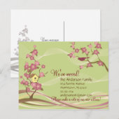 Vogelhuis Bewegende Aankondiging Briefkaart Groen (Voorkant / Achterkant)