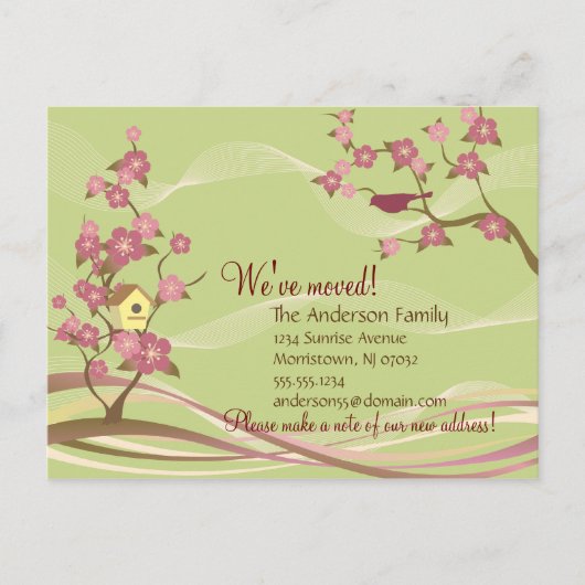 Vogelhuis Bewegende Aankondiging Briefkaart Groen (Voorkant)