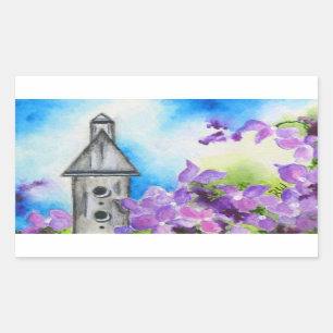 Vogelhuis & Hydrangea Bloemenvelop Sticker