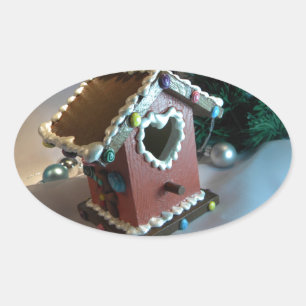 Vogelhuis I van de peperkoek Ovale Sticker