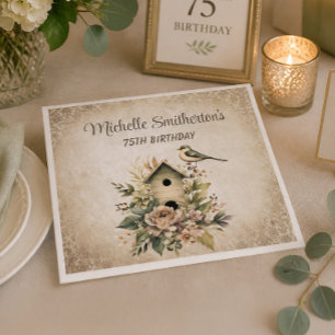 Vogelhuisje Botanische Natuur 75e Verjaardag Servet
