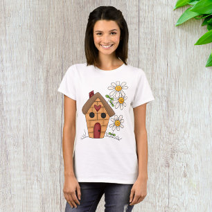 Vogelhuisje met Madeliefjes en Volkskunst Hart T-shirt