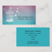  vogelillustratie in een kooi visitekaartje (Voorkant / Achterkant)