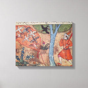 Vogeljacht uit 'The Book of Kalila and Canvas Afdruk