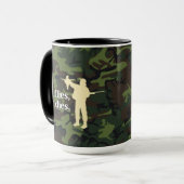 Vogeljachtzin: Als het vliegt, sterft het. Mok (Voorkant links)