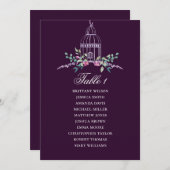 Vogelkooi bloemenzithoek. Paarse bruiloft Kaart (Voorkant / Achterkant)