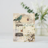 vogelkooi botanische bruiloft reactie RSVP Uitnodiging Briefkaart (Staand voorkant)