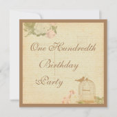  vogelkooi en Rozen 100e verjaardag Kaart (Voorkant)