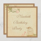 vogelkooi en Rozen 90e verjaardag Kaart (Voorkant / Achterkant)