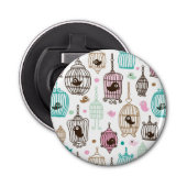 vogelkooi houdt van kinder achtergrondpatroon button flesopener (Voorkant)
