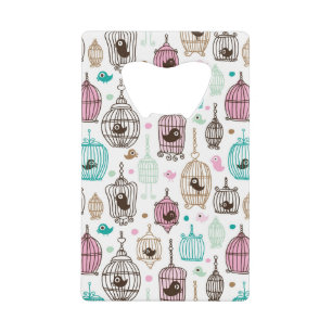 vogelkooi houdt van kinder achtergrondpatroon kredietkaart flessenopener