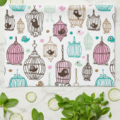 vogelkooi houdt van kinder achtergrondpatroon theedoek (Gevouwen)