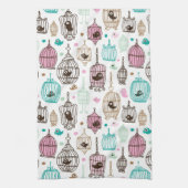 vogelkooi houdt van kinder achtergrondpatroon theedoek (Verticaal)