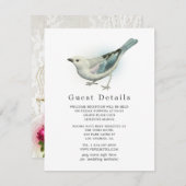   Vogelkooi Kant Bruiloft Gast Details Informatiekaartje (Voorkant / Achterkant)