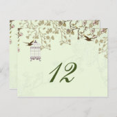 vogelkooi met bloemen, liefdesvogels, tafelnummers (Voorkant / Achterkant)