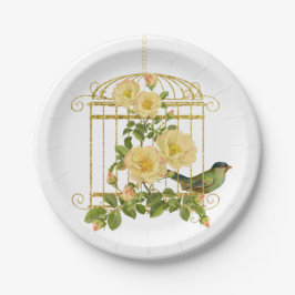 Vogelkooi met Rozen en een Bord van vogelpapier