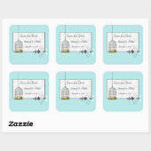 vogelkooi Musical Love Bird Weddings Vierkante Sticker (Vel)