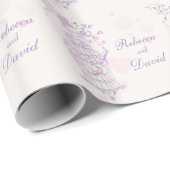 Vogelkooi paarse roze bruiloft aangepaste wrap cadeaupapier (Rol Hoek)