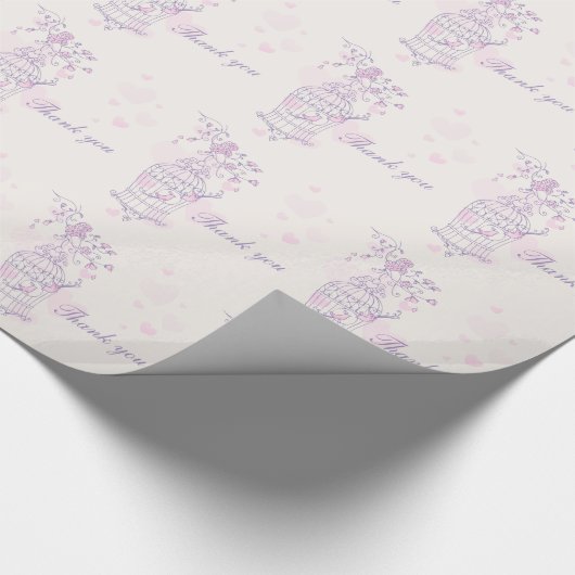 Vogelkooi paarse roze bruiloft bedankt dat je het  cadeaupapier (Hoek)