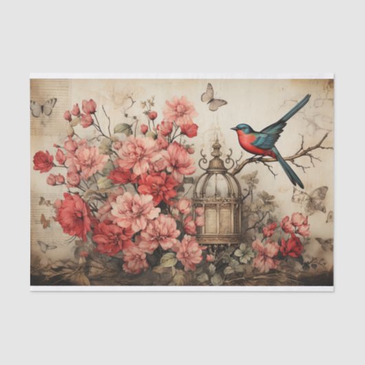  Vogelkooi, Vlinders en Vogels Decoupage Tissuepapier (Voorkant)