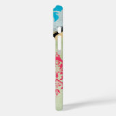 Vogelkooi Vogel Roze Koraal Aqua Damask Case-Mate iPhone Case (Achterkant / Links)