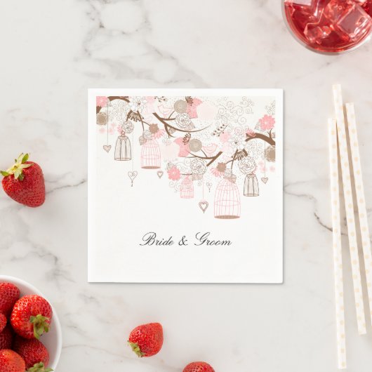 Vogelkooien en bloemen servetten (Insitu)