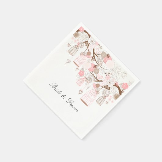 Vogelkooien en bloemen servetten (Hoek)