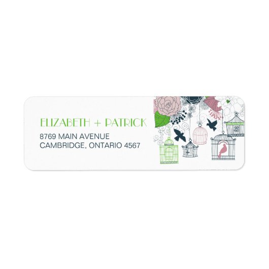  vogelkooien Floral Weddenschap Label (Voorkant)