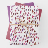 Vogelkoppel in roze en Paars Inpakpapier Vel (In situ)