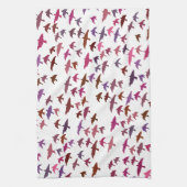 Vogelkoppel in roze en Paars Theedoek (Verticaal)