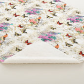 vogelkunst, bloemen, vlinders oude letters sherpa deken (3/4)