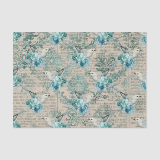  vogelkunst en bloemen tissuepapier (Voorkant)