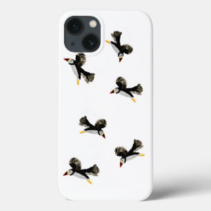 Vogelkunst vliegende Puffins iPhone 13 Hoesje