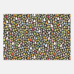 Vogellakken (zwart) inpakpapier vel