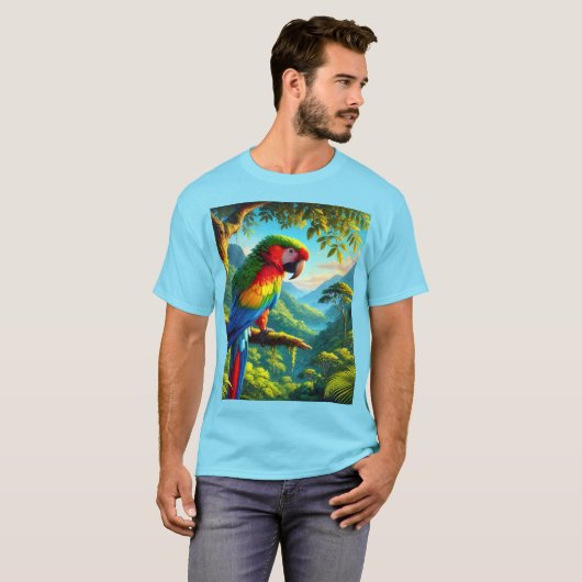 Vogelliefhebber Macaw Parrot Blue T-shirt (Voorkant volledig)