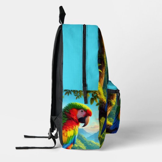 Vogelliefhebber Macaw Parrot Tropical Print Cut Se Bedrukte Rugzak (Links)