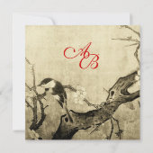 VOGELMONOGRAM, bruine sepia rood Aankondiging (Achterkant)