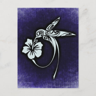 Vogelmotif op blauw briefkaart