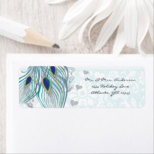  vogelmusical Peacock Feather Address Etiket
