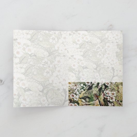 VOGELNEST, BEKIJKEN MET BROEIENDE WITTE SPRINGSTRO FEESTDAGEN KAART (Binnen)