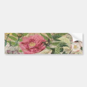 Vogelnest Bloementuin Bloem Vlinder Kunst Bumpersticker