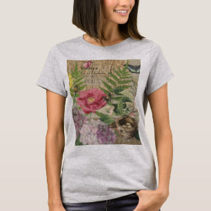 Vogelnest Bloementuin Bloem Vlinder Kunst T-shirt