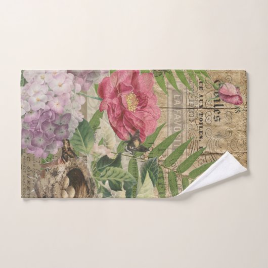 Vogelnest bloementuin Bloemvlinderkunst Bad Handdoek (Handdoek)