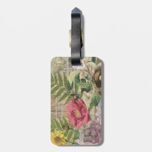 Vogelnest bloementuin Bloemvlinderkunst Bagagelabel (Achterkant verticaal)