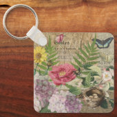 Vogelnest bloementuin Bloemvlinderkunst Sleutelhanger (Voorkant)